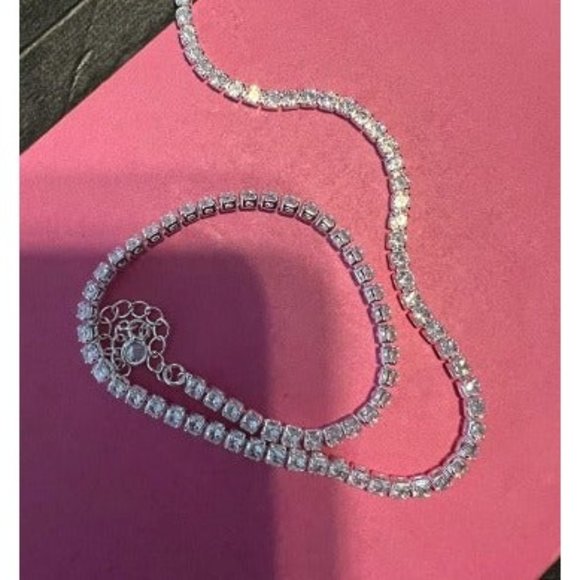 Tennis Necklace 14K Gold Plated Rhinestone Butterfly Choker Necklaces - Picture 1 of 3